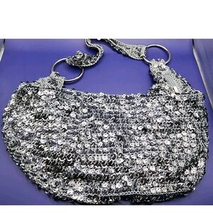 Fashion Express Vintage Sequins Purse Metallic Blue Vintage